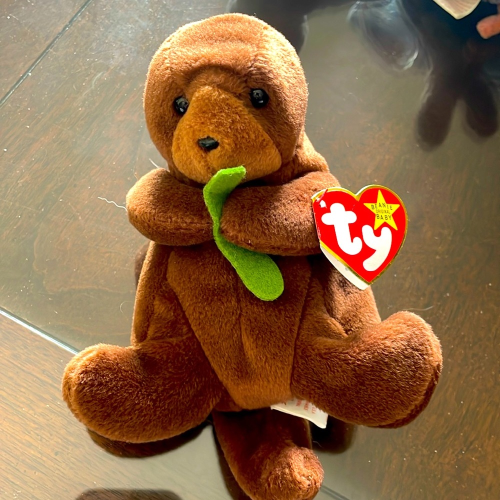 Seaweed Beanie Baby- TY Seaweed the Otter - Rare tag errors!! Vintage 1995/1996